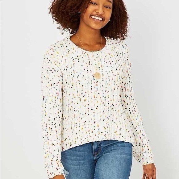 Altar'd State White Confetti Chenille Sweater M - Picture 1 of 4